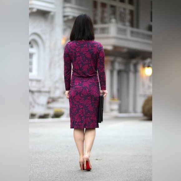 NWT TORY BURCH ETTA DRESS TORY NAVY AZOLLA COMBO A/988 Floral Print LS SMALL - Picture 4 of 15